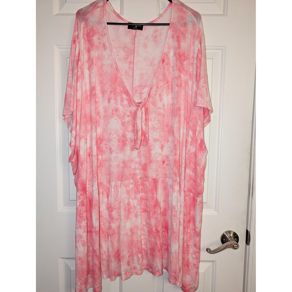 Lane Bryant 38/40 7X Pink Tie Dye Babydoll Tunic Beach Cover Up Boho